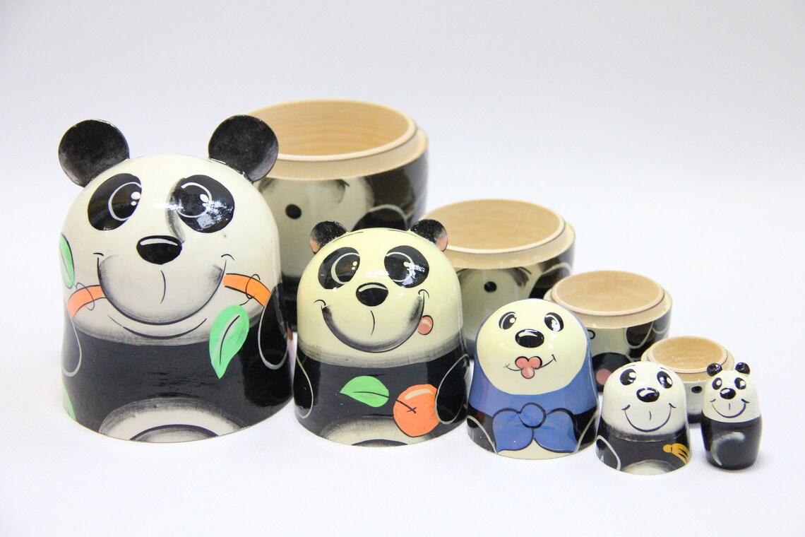 Pandas Family Nesting doll 63'' 16 cm Matryoshka Etsy