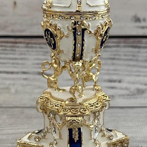 Ukrainian Faberge Egg, Enamel & Swarovski Crystals, Hand Crafted Decor, 4.72" image 3