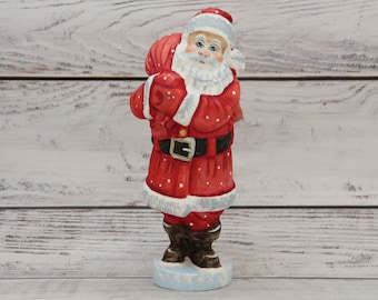 Hand Carved Wooden Santa Figurine, Hand Painted Father Frost Christmas Decor