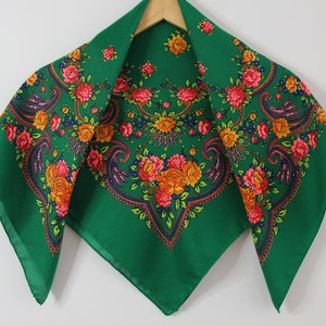 SALE!  Slavic Babushka Floral Scarf, Ukrainian Wool Scarf, Modern Boho, Styling with Classic Timeless Floral Design Made in Ukraine