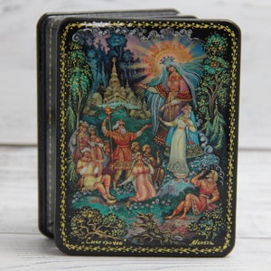 Lacquer Box, Palekh Art Painting School, Fairy Tale, Handmade, Jewelry Box, Home Decor, Gift Box Trinket Box