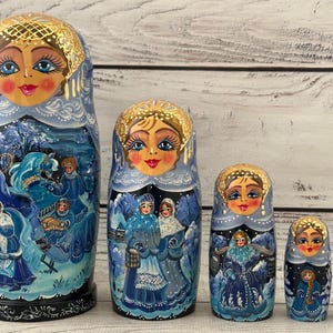 Ukrainian Fairy Tales Hand Painted Nesting Doll 5 pieces  Doll 6.69&#39;&#39; or 17 cm Wooden Toy Home Decor Kids Gift Kids Room Decor
