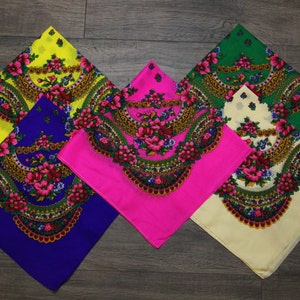 SALE! Ethnic Folk  Shawl Slavic Babushka Floral Scarf Modern Chic Boho Chale Russe with Classic Timeless Floral Design Gift for Her