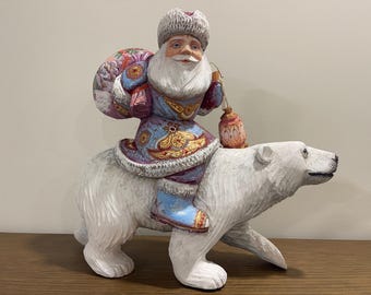 One Of Kind Huge Size Ukrainian Wooden Carved Santa 10.62", Father Frost, Hand Carved Hand Painted Christmas Gift, Home Decor,Christmas Gift