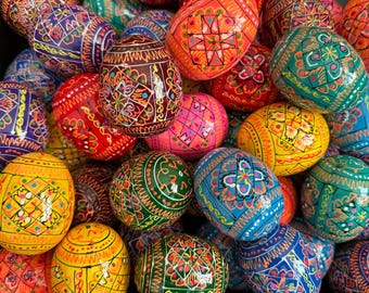 Hand Painted Wooden Christmas Egg, Ukrainian Pysanka, Petrykivka Pysanky Different Eggs, Floral Folk Gift, Made In Ukraine