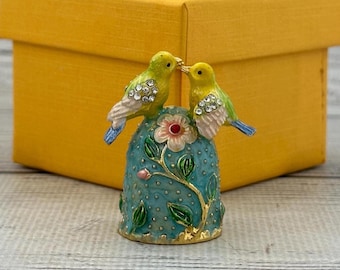 Ukrainian Faberge Style Thimble Birds 1.77" or 4.5 cm with Enamel & Swarovski Crystals