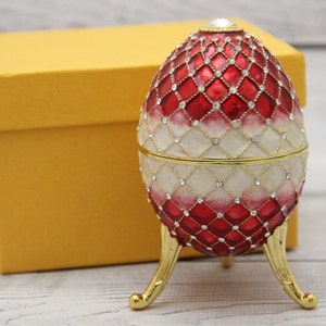 Weihnachtsei im Faberge-Stil: Emaille & Swarovski-Kristalle, handgefertigtes Wohndekor