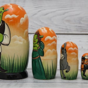 MADE in UKRAINE Cartoon Heroes Nesting Doll 4.72'' or 12 cm Hand Painted Doll 5pieces Funny Gifts Kids Gift Toy image 3