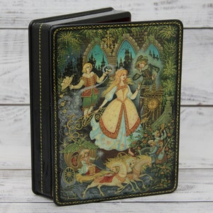Caja de laca ucraniana de gran tamaño, escuela de pintura artística ucraniana, cuento de hadas, hecha a mano, caja de joyería, decoración del hogar, caja de regalo, caja de baratijas