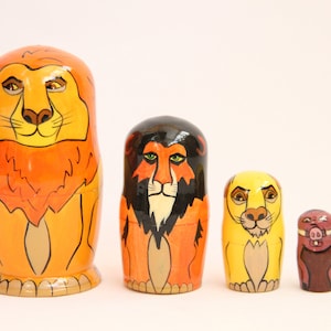 Wooden Cartoon Heroes  Nesting Doll 4.33&#39;&#39; or 11 cm Hand Painted  Doll 5pieces Funny Gifts  Wood toy  Made In Ukraine