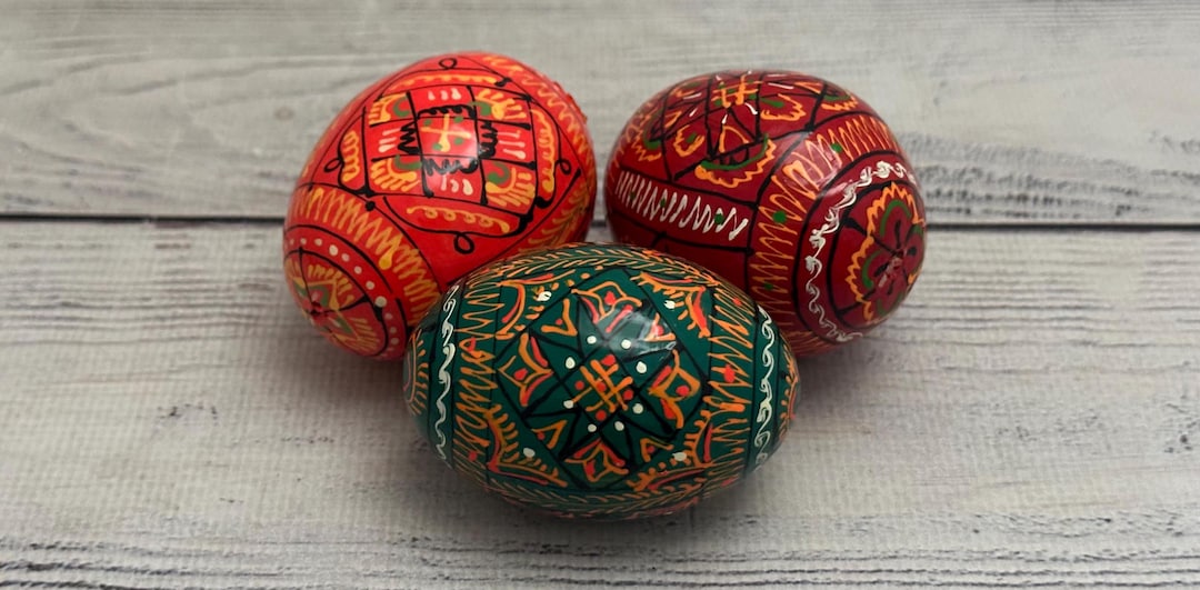 Hand Painted Wooden Easter Egg Ukrainian Pysanka Petrykivka Pysanky Set ...