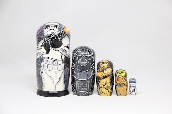 Hand Painted Matryoshka Doll 5pieces Movie Characters Russian Nesting Doll 4.52/'/' or 11.5 cm Kids Gift Kids Room Decor Wood toy