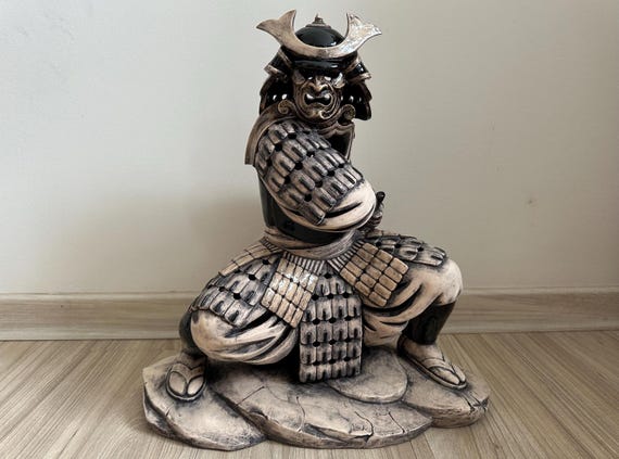 Unique Ceramic Samurai Sculpture, Collectible Figurine by