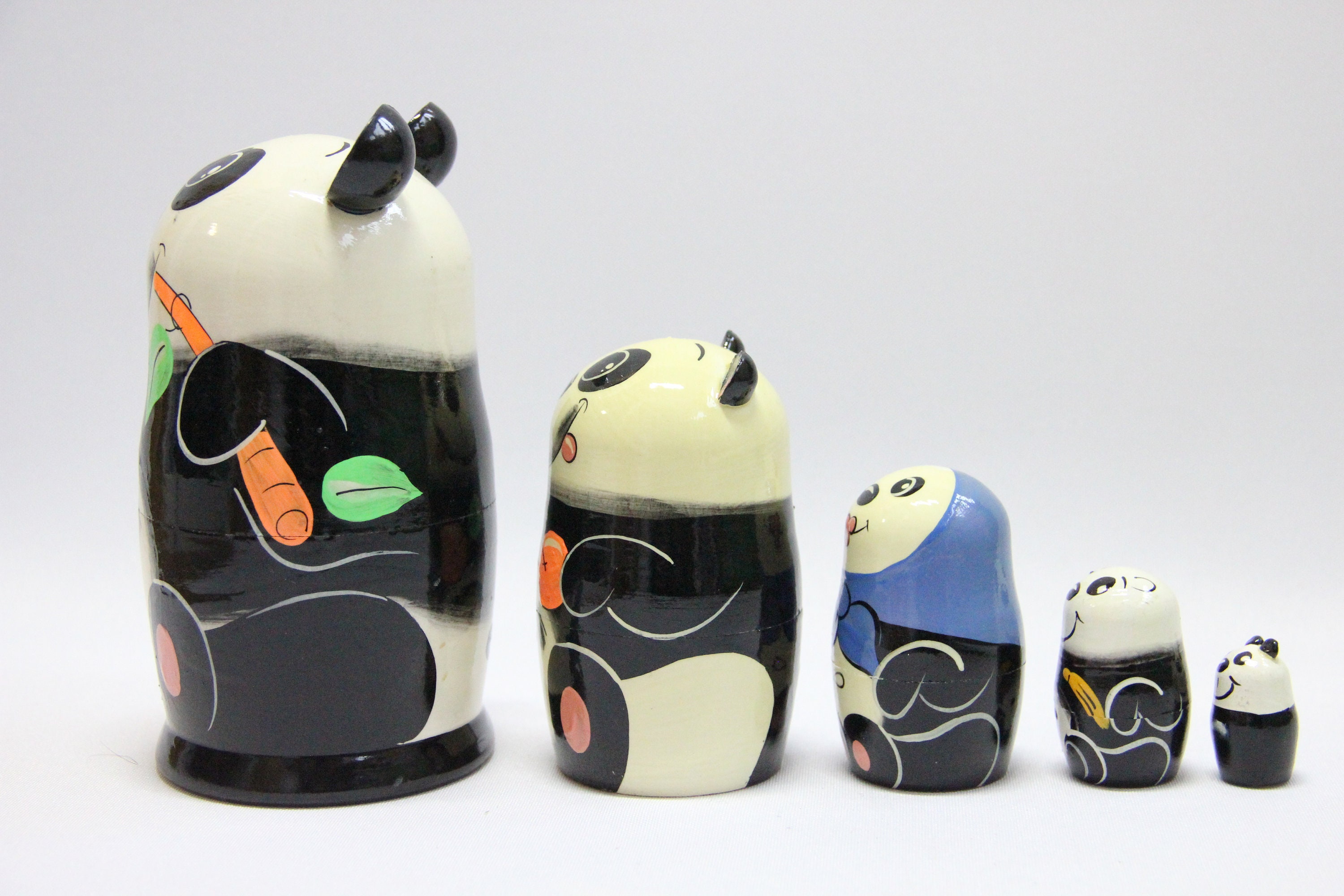 Pandas Family Nesting doll 63'' 16 cm Matryoshka Etsy