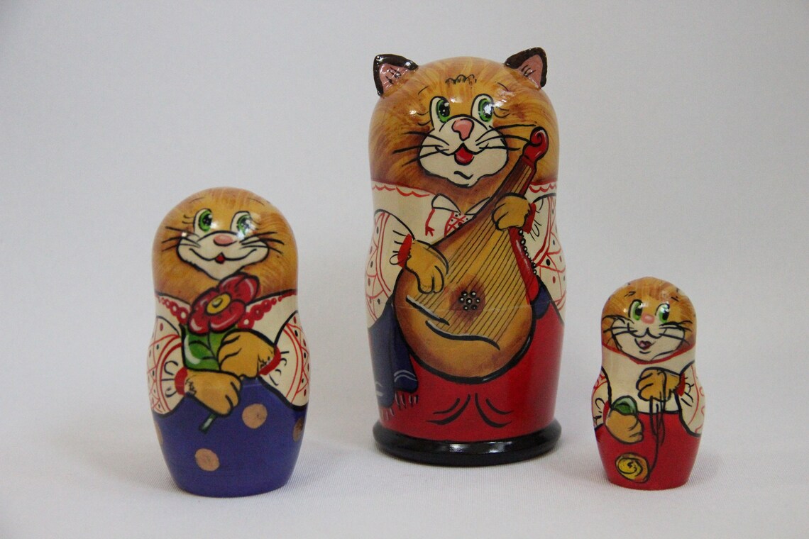 Cat Nesting Doll 4.72'' or 12cm Hand Painted Etsy