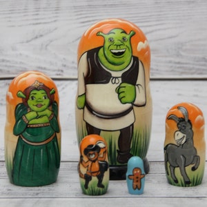 MADE in UKRAINE Cartoon Heroes Nesting Doll 4.72'' or 12 cm Hand Painted Doll 5pieces Funny Gifts Kids Gift Toy image 4