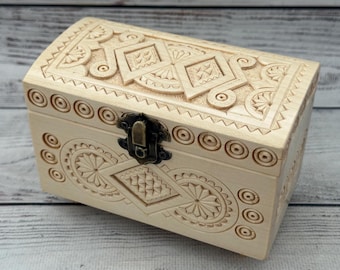Handmade Hand Crafted Sycamore Wood Jewelry Box Hand Carved Ukrainian Wooden Jewelry Box Ecological Wood Jewelry Box Wedding Gift Home Decor