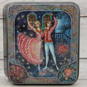Caja de laca ucraniana única de alta calidad "Ballet", calidad de galería, escuela de pintura artística Kholuy, hecha a mano, pintada a mano, caja de joyería