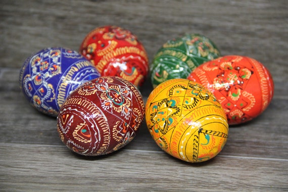 Wooden Eggs, Pysanky Design - pack of 5 - Ancient Faith Store