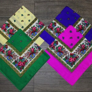 SALE! Ethnic Folk  Shawl Slavic Babushka Floral Scarf Modern Chic Boho Chale Russe with Classic Timeless Floral Design Gift for Her