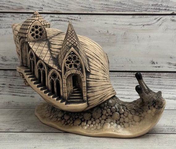 Whimsical Snail Church Night Light - Unique Ceramic Fairy House