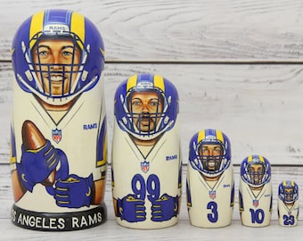 Los Angeles Rams Nesting Doll, Hand Painted Football Sport Toy