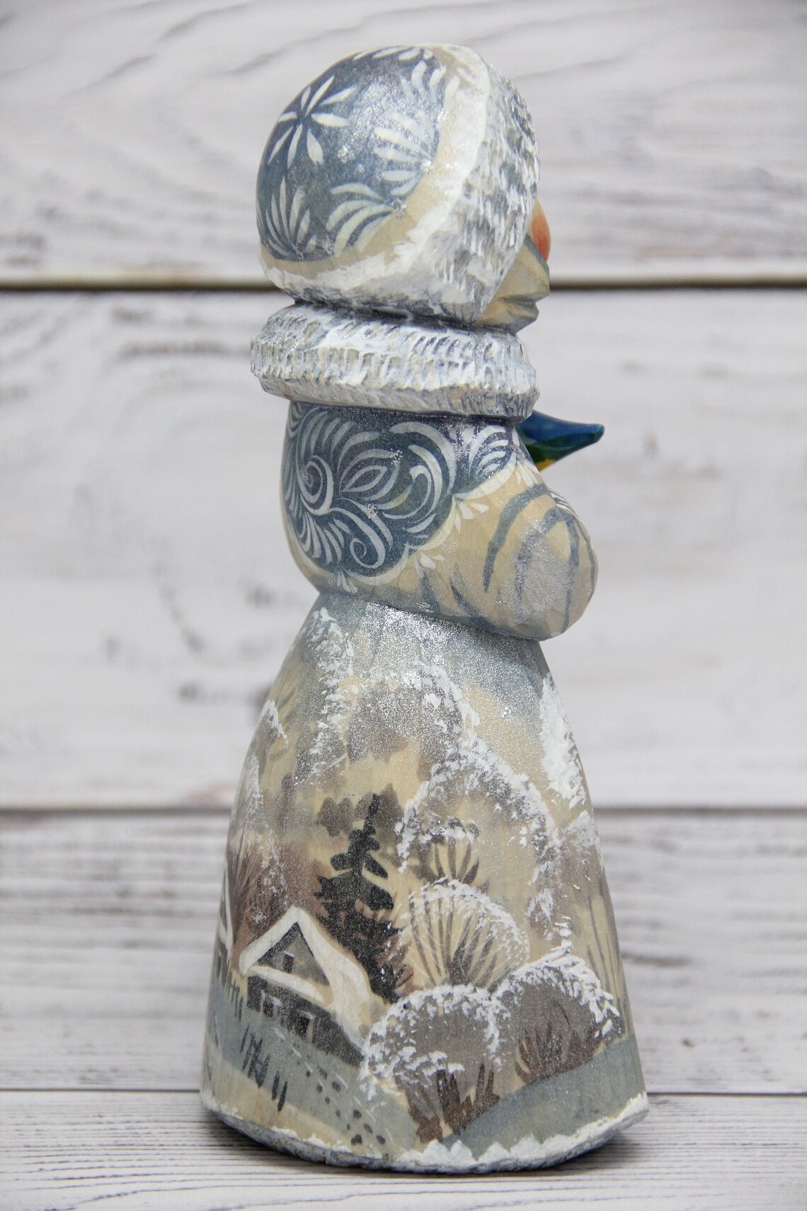 Ukrainian Wooden Hand Carved Figurine Snow Maiden 6.49 Etsy