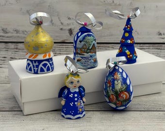 Ukrainian Wooden Christmas Tree Ornaments, Hand Painted, Home Decor, Christmas Gift, Christmas Decorations