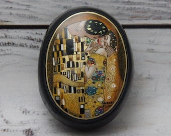 MADE in UKRAINE Ukrainian Lacquer Box, Fedoskino Art Painting School, Gustav Klimt, Handmade, Hand Painted, Papier Mache, Jewelry Box