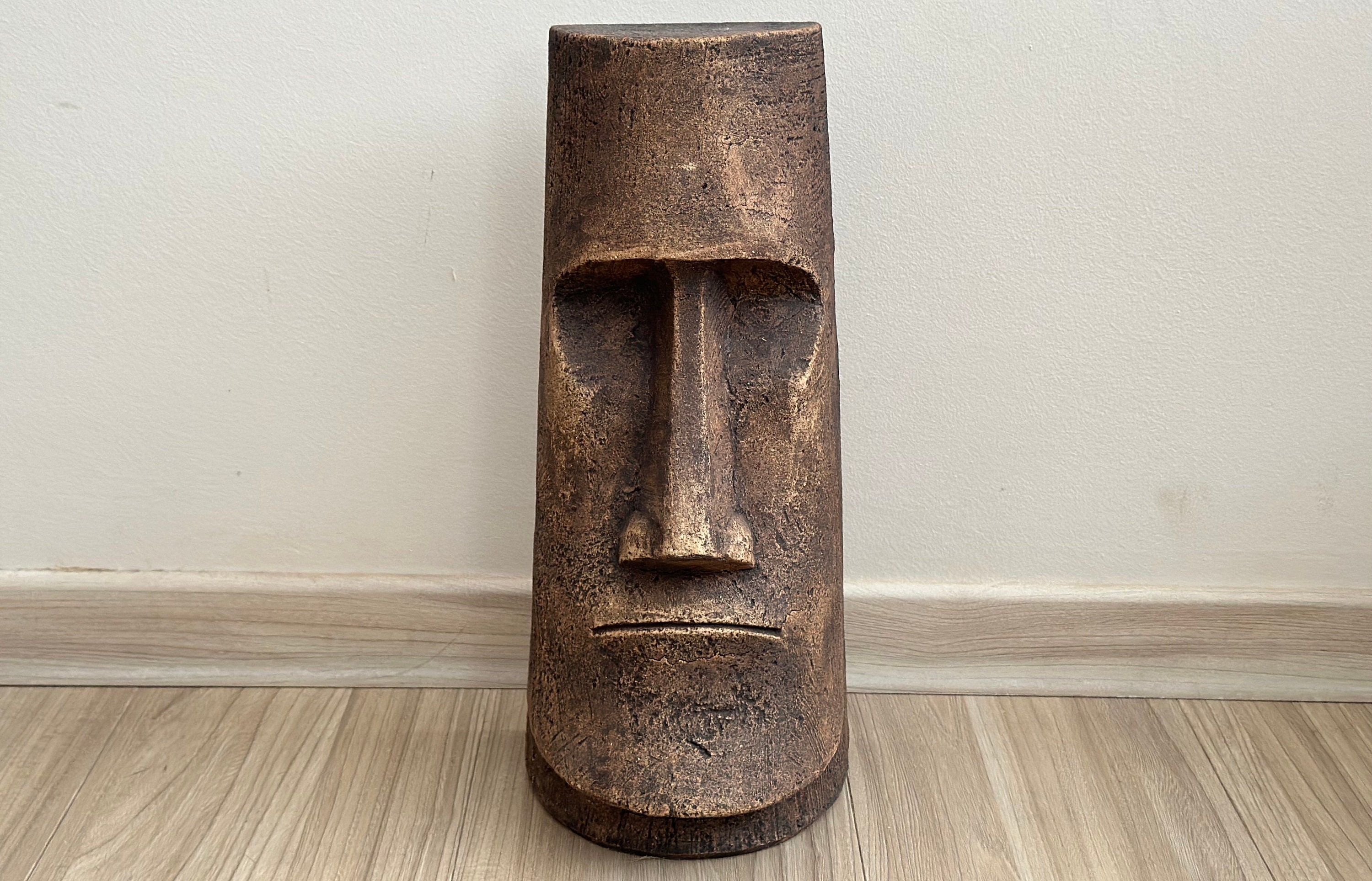 Ceramic Sculpture Easter Island Moai Head 14.37", Collectable Ceramic Figurine, One Of Kind, Home & Garden Decor, Gift for Her, Real Artwork