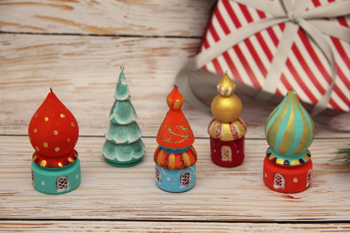 Ukrainian Wooden Christmas Tree Ornaments Hand Painted Home Etsy