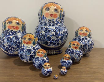 Juego de muñecas rusas ucranianas pintadas a mano, 10 piezas, decoración infantil