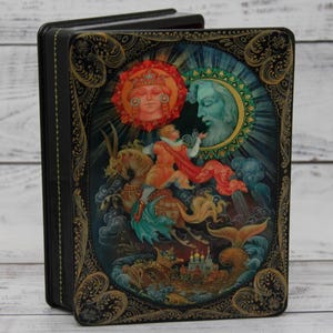 Caja de laca de gran tamaño fabricada en Ucrania, escuela de pintura artística ucraniana, cuento de hadas, hecha a mano, caja de joyería, decoración del hogar, caja de regalo