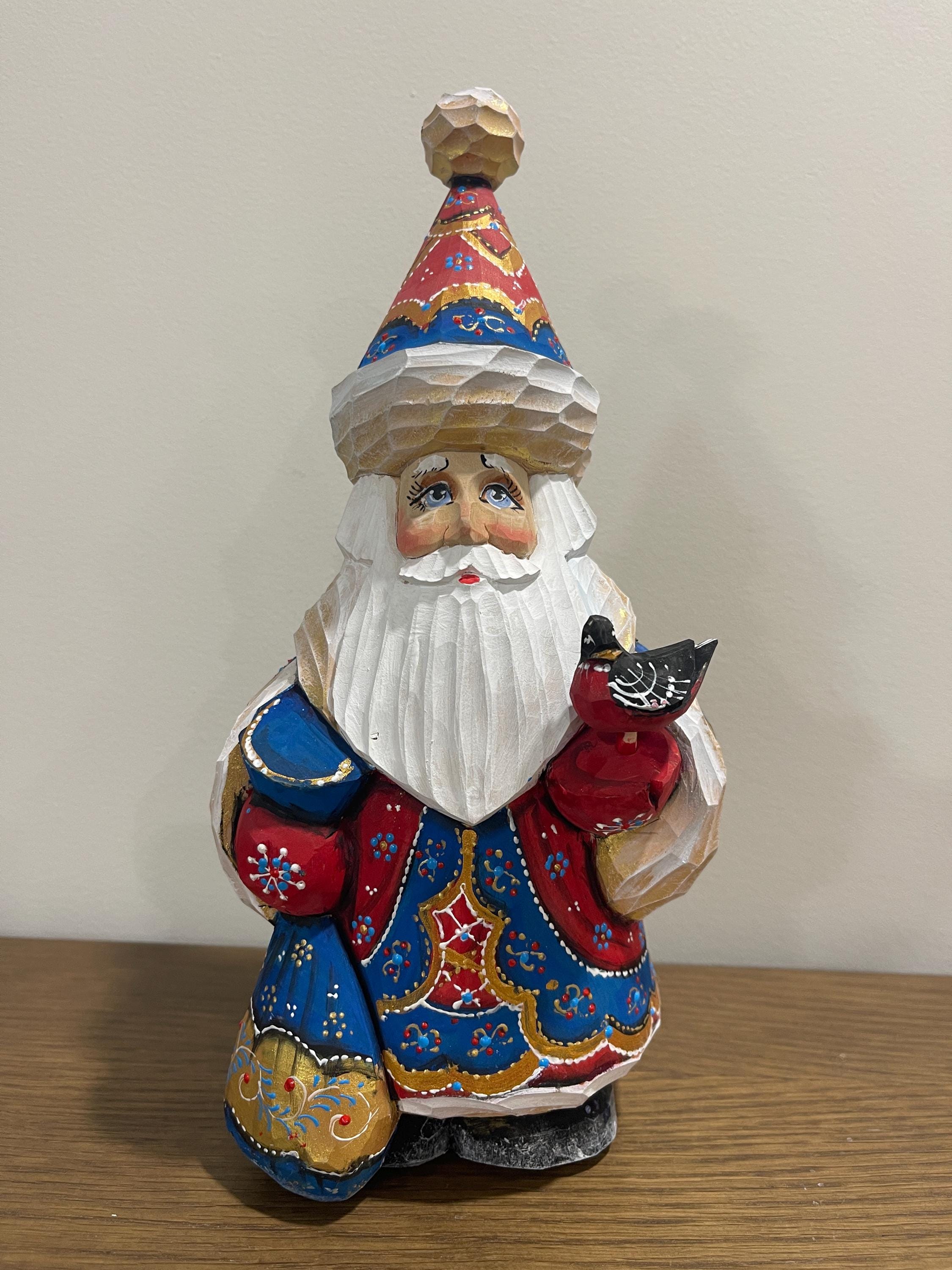 Hand Carved Ukrainian Santa Claus, Linden Wood Christmas Decor