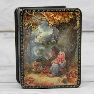 Caja de laca ucraniana de la escuela de pintura de arte Palekh, caja de joyería hecha a mano de cuento de hadas, caja de regalo para decoración del hogar, hecha en UCRANIA