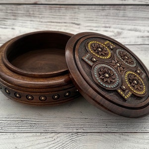 Handgeschnitzte Ukrainische Holz Schmuckschatulle, Handgemacht, Handgemacht, Walnussholz, Schmuckschatulle, Hochzeitsgeschenk, Wohnkultur