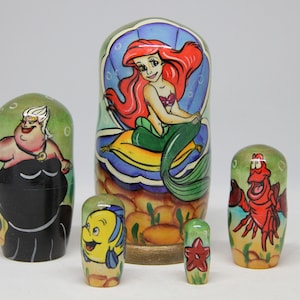 Cartoon Heroes Nesting Doll 5.31&#39;&#39; 13,5 cm, Hand Painted  Doll 5pieces,Funny Gifts,, Kids Gift, Wood toys for Kids  Made In Ukraine