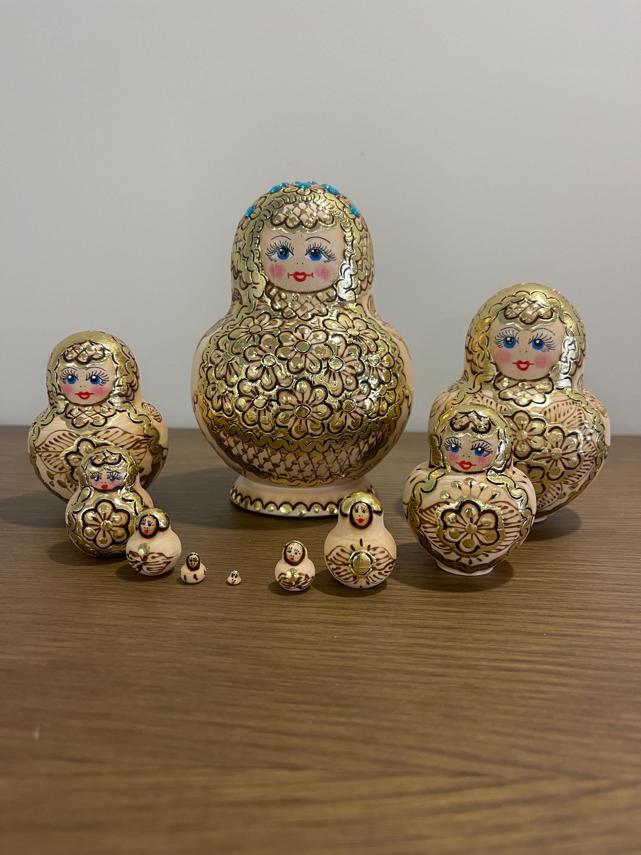 Hand Painted Nesting Doll Set: Traditional Matryoshka Doll, 10