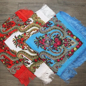 Scarf Shawl Slavic Babushka Floral Scarf  Modern Chic Boho Styling with Classic Timeless Floral Design Gift for Her MADE in UKRAINE