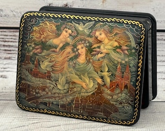 Caja de laca ucraniana, Escuela de Pintura Palekh, Cuento de hadas, Hecha a mano, Joyero, Decoración del hogar, Caja de regalo