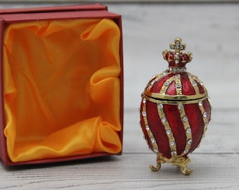 Ukrainian Faberge Style Easter Egg, Enamel & Swarovski Crystals, Hand Crafted Home Decor, 2.36"
