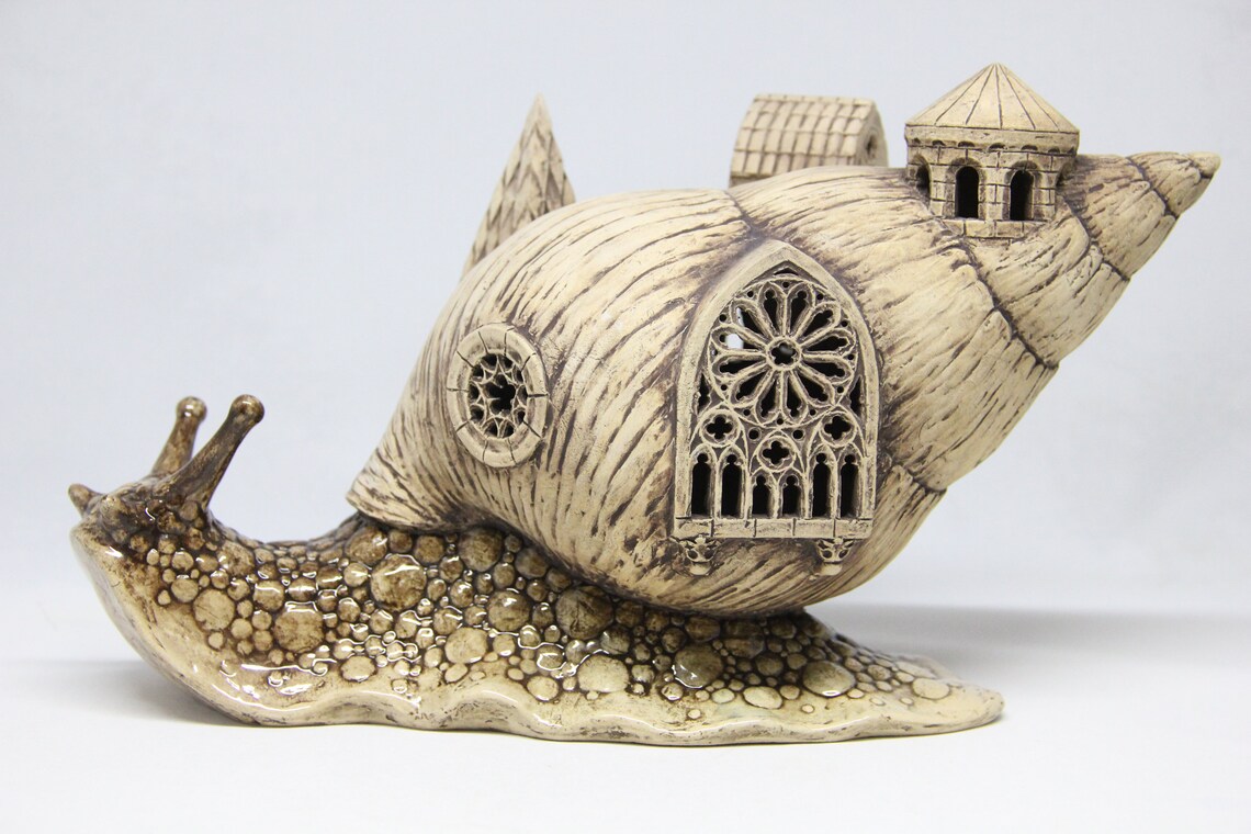 Ceramic Figurine Snail 6.29 Collectable Ceramic Etsy