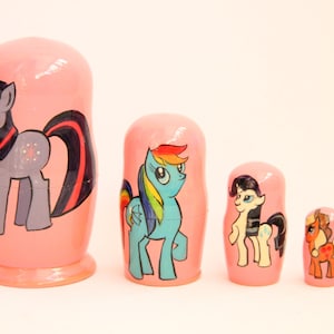 Cartoon Heroes Wooden  Nesting Doll 4.33&#39;&#39; or 11 cm Hand Painted  Doll 5pieces Funny Gifts  Wood toys for Kids  Made In Ukraine