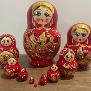 Top Quality Wooden Hand Painted Nesting Doll 6.69&quot;, Wooden Doll 10 pieces,Traditional Ukrainian Ornament, Wooden Toy, Home Decor, Kids Toy