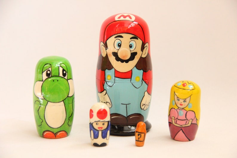 Super Mario Bros Nesting Doll 4.33'' or 11 cm Hand Etsy