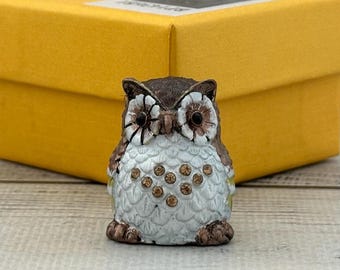 Ukrainian Faberge Style Thimble Owl 1.37" or 3.5 cm with Enamel & Swarovski Crystals