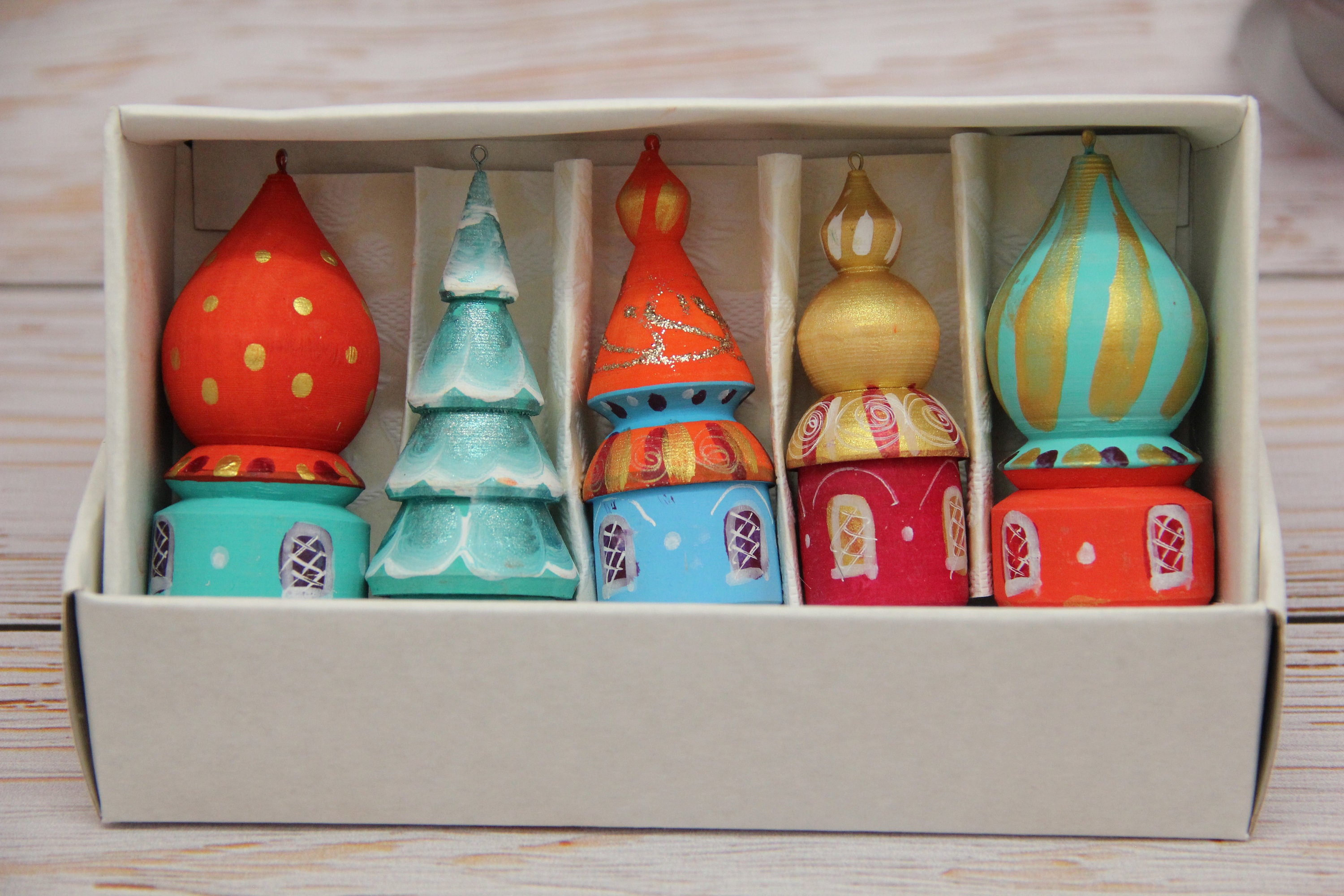 Ukrainian Wooden Christmas Tree Ornaments Hand Painted Home Etsy