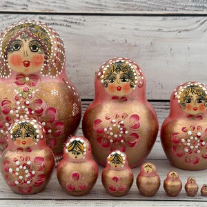 Made in Ukraine Hand Painted Nesting Doll 10 pieces, Ukrainian Doll 5.7&#39;&#39; or 14.5 cm, Wooden Toy, Home Decor, Kids Gift, Kids Room Decor