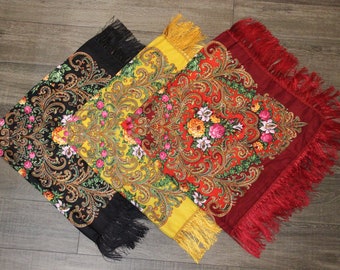 Victorian Capelet, Cape, Cloak, Shawl, Muff     MADE IN UKRAINE Ethnic Folk Ukrainian Shawl Slavic Babushka Floral Scarf  Chale with Classic Timeless Floral Design Gift for Her  AT vintagedancer.com