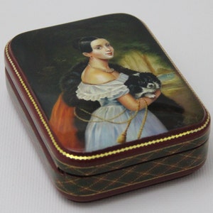 Top Quality Unique Ukrainian Lacquer Box Portrait, Gallery Quality, Fedoskino Art Painting School, Handmade, Hand Painted, Jewelry Box